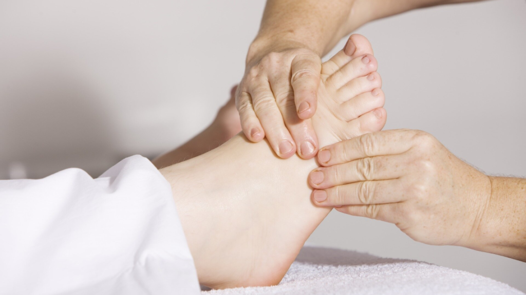 woman massage her foot