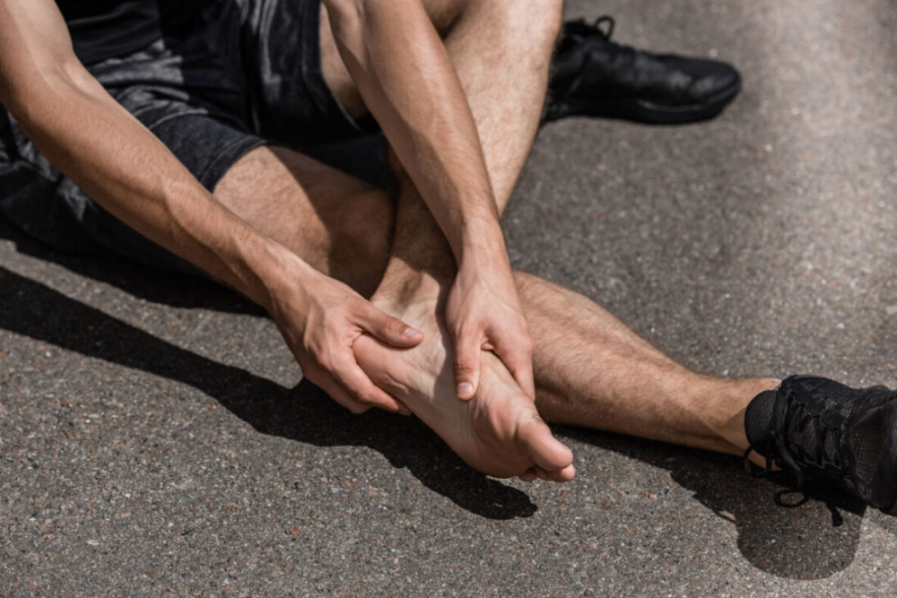 He noticed pain and looked at his nearly-growing foot.