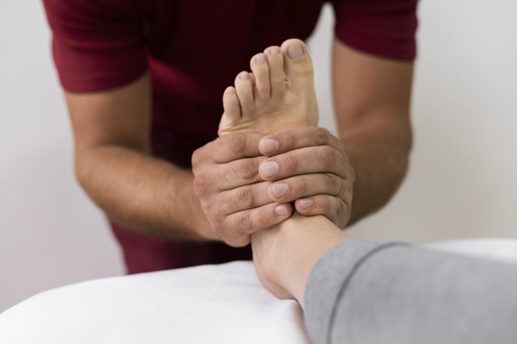 a patient with osteopathy getting treatment massage